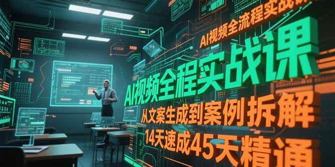 AI视频全流程实战课，从文案生成到案例拆解，14天速成45天精通（91节课）-AI创作学习-提示词应用-短视频玩法唐辛AI创作学习网