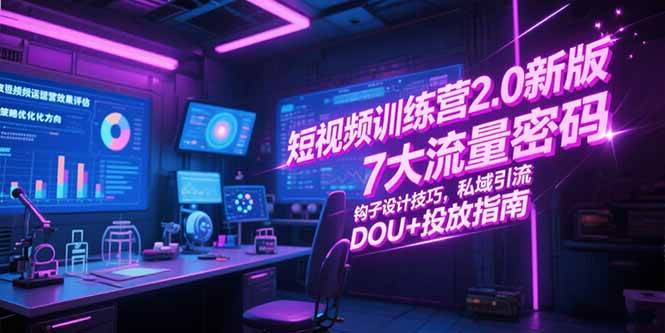 短视频训练营2.0：7大流量密码+钩子设计技巧+私域引流+DOU+投放指南-AI创作学习-提示词应用-短视频玩法唐辛AI创作学习网