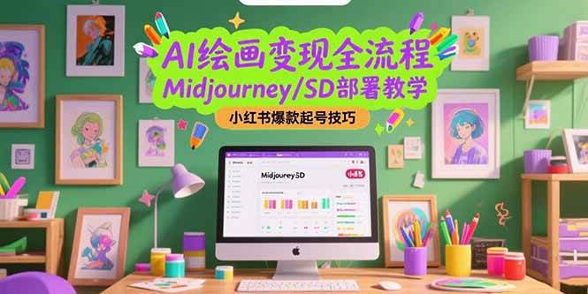 AI绘画变现全流程，Midjourney/SD部署教学，小红书爆款起号技巧-AI创作学习-提示词应用-短视频玩法唐辛AI创作学习网
