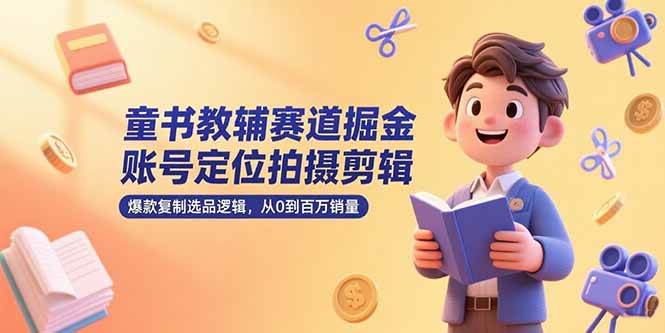 童书教辅赛道掘金，账号定位拍摄剪辑，爆款复制选品逻辑，从0到百万销量-AI创作学习-提示词应用-短视频玩法唐辛AI创作学习网