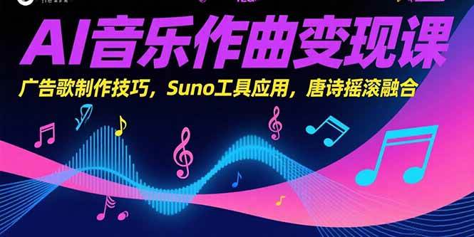 AI音乐作曲变现课，广告歌制作技巧，Suno工具应用，唐诗摇滚融合-AI创作学习-提示词应用-短视频玩法唐辛AI创作学习网