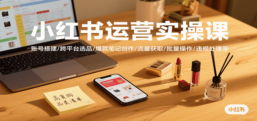 小红书运营实操课，超实用！教你搭账号、跨平台选品、写爆款笔记，还有咋搞流量、批量操作，违规咋处理全包含！-AI创作学习-提示词应用-短视频玩法唐辛AI创作学习网