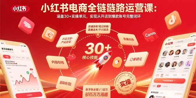小红书电商全链路运营课！30 + 实操单元，从开店到爆款账号全搞定-AI创作学习-提示词应用-短视频玩法唐辛AI创作学习网