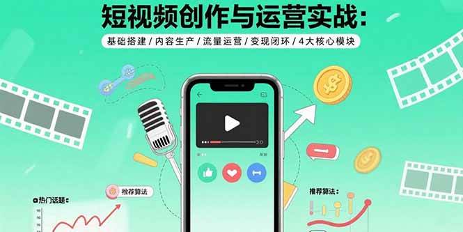 短视频创作运营实战！4 大核心：（搭建生产流量）变现，学完就能用！-AI创作学习-提示词应用-短视频玩法唐辛AI创作学习网