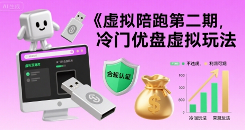 虚拟陪跑第二期！冷门优盘虚拟玩法，不违规，利润超可观，赶紧上车！-AI创作学习-提示词应用-短视频玩法唐辛AI创作学习网