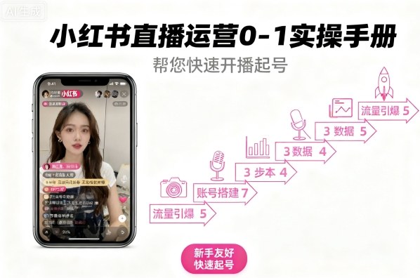 小红书直播运营 0-1 实操手册！帮你快速开播起号，从 0 基础到能直播，一步到位不踩坑！-AI创作学习-提示词应用-短视频玩法唐辛AI创作学习网