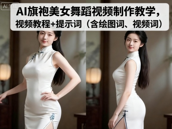 AI 旗袍美女舞蹈视频教学！给视频教程 + 含绘图词、视频词的提示词，跟着做就能出好看视频！-AI创作学习-提示词应用-短视频玩法唐辛AI创作学习网