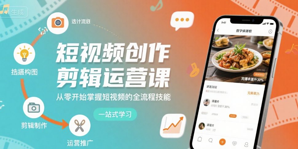短视频创作剪辑课！从 0 学全流程技能，轻松做短视频！-AI创作学习-提示词应用-短视频玩法唐辛AI创作学习网