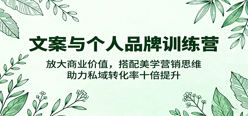 文案与个人品牌训练营，放大商业价值，搭配美学营销思维，助力私域转化率十倍提升-AI创作学习-提示词应用-短视频玩法唐辛AI创作学习网