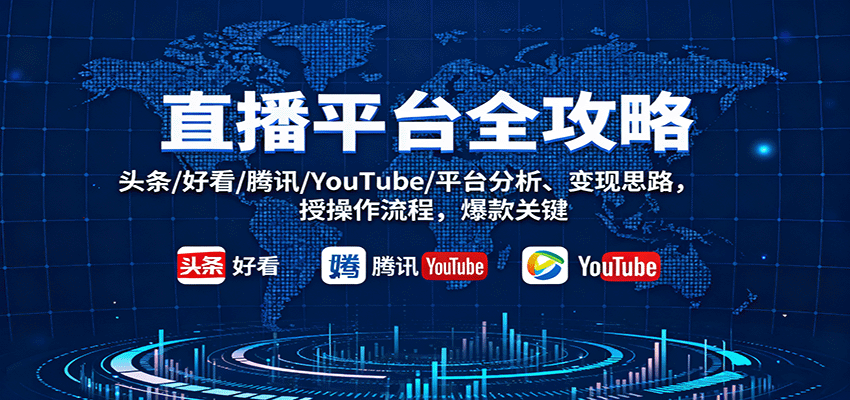 直播平台全攻略：（头条好看腾讯YouTube）平台分析、变现思路，授操作流程，爆款关键-AI创作学习-提示词应用-短视频玩法唐辛AI创作学习网