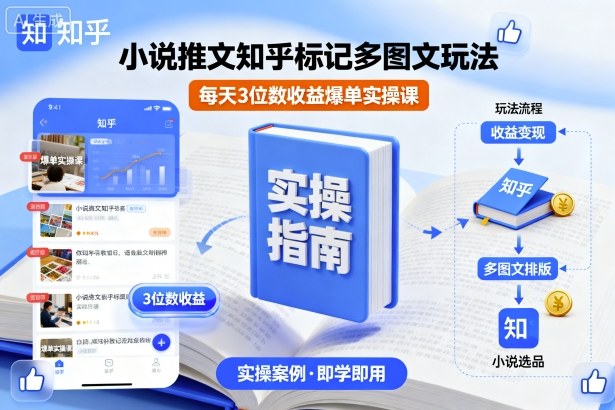小说推文知乎标记多图文玩法，每天3位数收益爆单实操课-AI创作学习-提示词应用-短视频玩法唐辛AI创作学习网