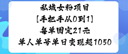 私域女粉项目，手把手从0到1，每单固定21米单人单号单日变现1k+-AI创作学习-提示词应用-短视频玩法唐辛AI创作学习网
