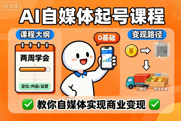 AI 自媒体起号课太适合小白！0 基础两周就能学会，还教你靠自媒体搞商业变现，学完就能上手赚钱，不用瞎琢磨！-AI创作学习-提示词应用-短视频玩法唐辛AI创作学习网