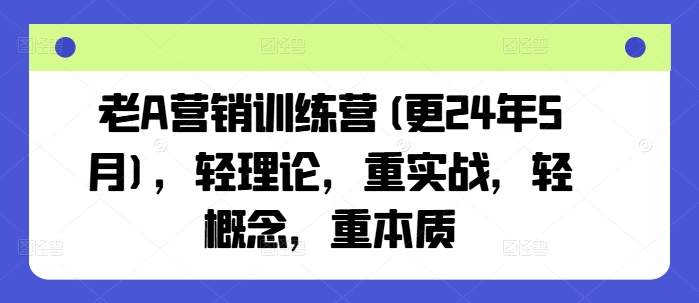 老A营销训练营(更25年10月)，轻理论，重实战，轻概念，重本质-AI创作学习-提示词应用-短视频玩法唐辛AI创作学习网