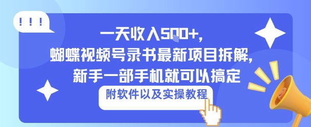 一天收入5张+，蝴蝶视频号录书最新项目拆解，新手一部手机就可以搞定（附软件以及实操教程）-AI创作学习-提示词应用-短视频玩法唐辛AI创作学习网