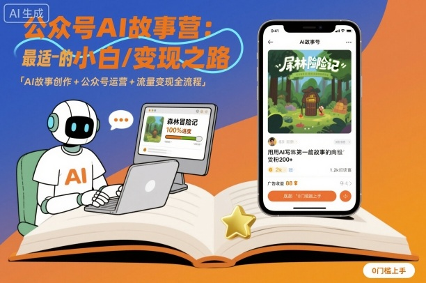 公众号ai故事营，最适合小白的自媒体变现之路-AI创作学习-提示词应用-短视频玩法唐辛AI创作学习网