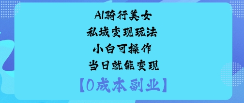 AI骑行美女私域变现玩法小白可操作当日就能变现-AI创作学习-提示词应用-短视频玩法唐辛AI创作学习网