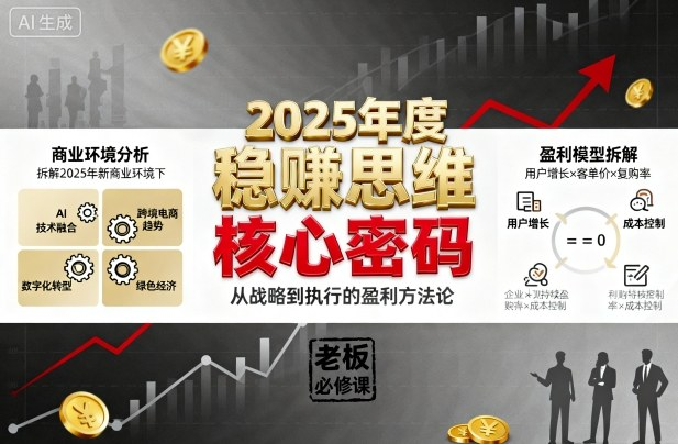 2025年度稳賺思维老板创业营，拆解2025年新商业环境下，企业实现持续盈利的核心密码-AI创作学习-提示词应用-短视频玩法唐辛AI创作学习网