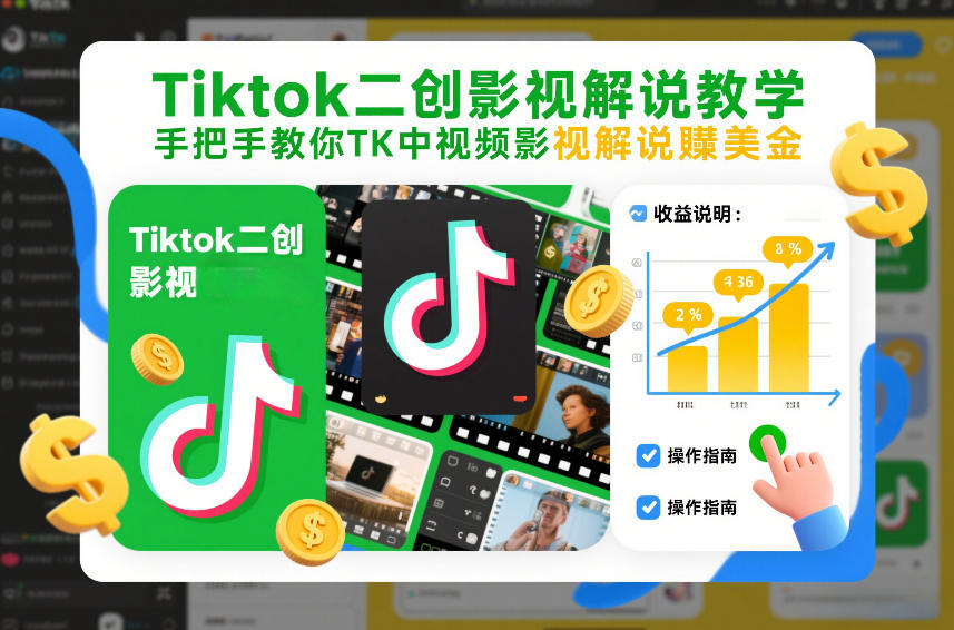 Tiktok二创影视解说教学，手把手教你TK中视频影视解说賺美金（更新26年1月）-AI创作学习-提示词应用-短视频玩法唐辛AI创作学习网