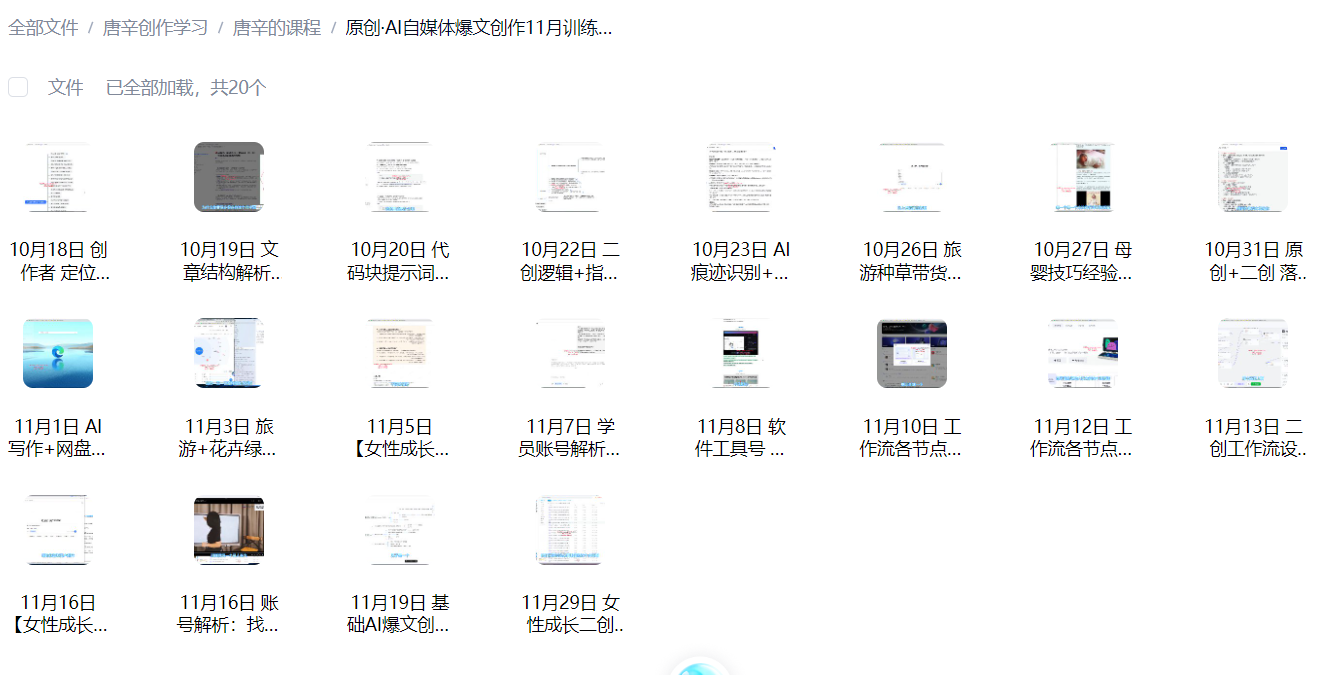 原创·AI自媒体爆文创作11月训练营内容，[附全套提示词+文档资料]-AI创作学习-提示词应用-短视频玩法唐辛AI创作学习网